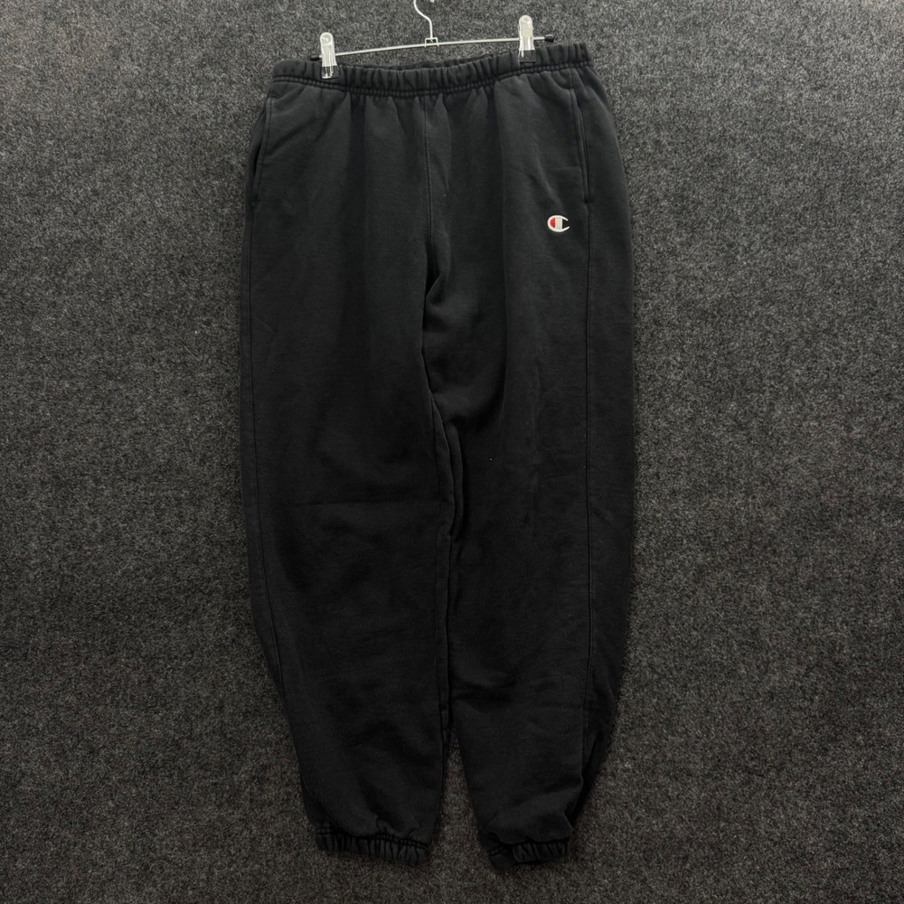 Champion Reverse Weave Sweatpants Mens Large Black Fleece Joggers C Logo